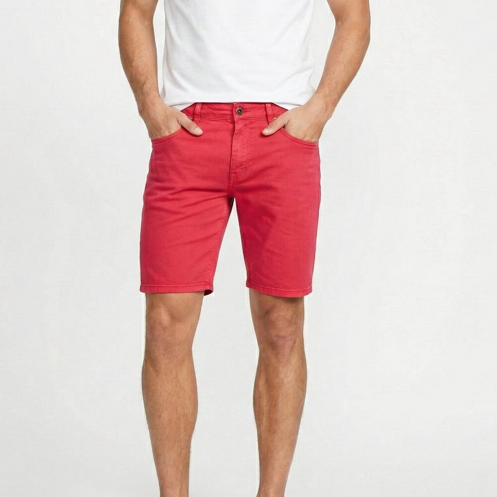 Zara Men's Modern 5-Pocket Chino Shorts - Bold Red